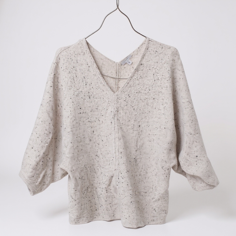 PureJill J Jill Speckled V-Neck Sweater 3/4 Sleeve Top Sz Small